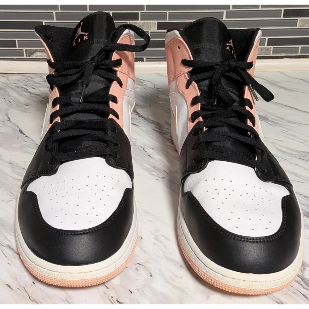 Nike Air Jordan 1 Mid Crimson Tint Arctic Orange Black 554724-133 Men's‎ Size 18